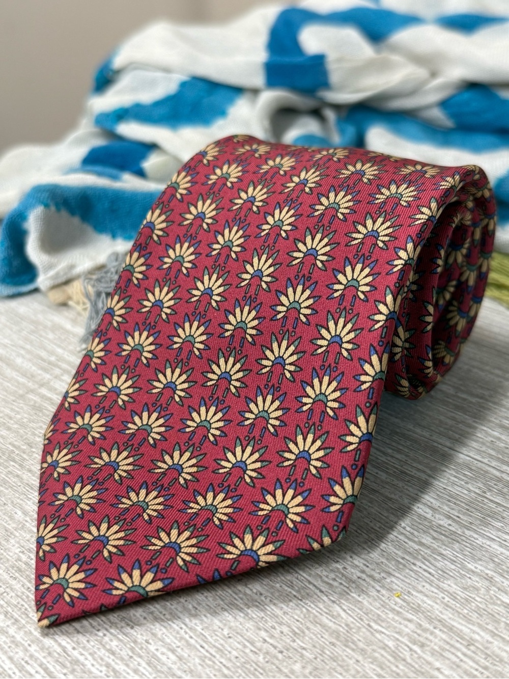 Men's Hermes Paris Silk Native American Feather Headdress Tie